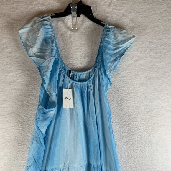 Raviya Cover-Up Dress Womens 2X Blue Rayon Pigment Wash Off the Shoulder S9498 - Picture 2 of 10
